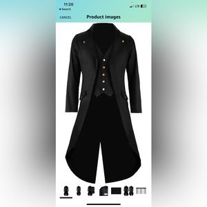 GOLDSTITCH Mens Black Vintage Tailcoat Jacket Fancy Cool Cosplay Costume Robe